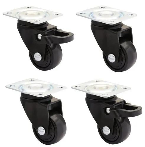 WAGNER design yourself Lenkrolle 3C - 4er Set - 2 Lenkrollen mit und 2 Lenkrollen ohne Bremse - schwarz, Softlauffläche, Durchmesser Ø 25 mm, Tragkraft 12 kg / Rolle