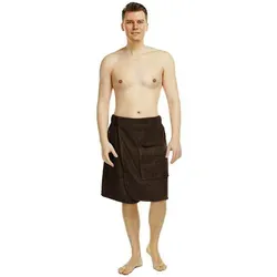 Arus Kilt Saunakilt Herren – knielang mit Gummizug & Klett - Bademäntel aus 100% Bio-Baumwolle, hautfreundlich und langlebig. Perfekt für Wellness & Spa mit praktischem Klettverschluss und Tasche für Utensilien.