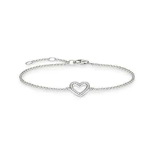 Thomas Sabo Damen Armband Herz Zirkonia 925 Sterling Silber A1553-051-14-L19,5v - Elegantes Damenarmband aus 925er Sterlingsilber mit Zirkonia-Herz, ideal als individuelles Geschenk für besondere Anlässe.