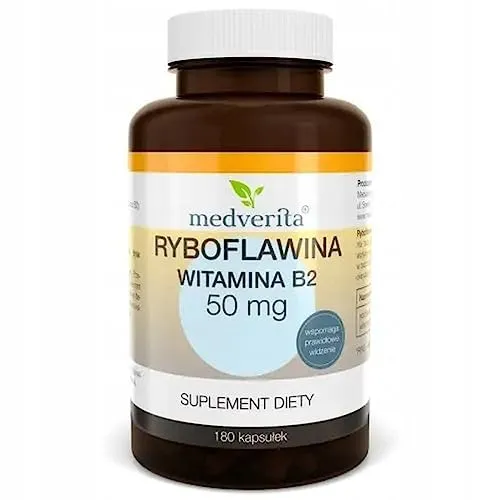 MEDVERITA - Riboflavin (Vitamin B2) 50 mg - Unterstützt das richtige Sehen - 1 kapsel pro Tag - 180 kapseln - Nahrungsergänzungsmittel