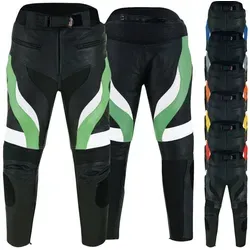 German Wear Motorradhose GW409T (mit 4 Protektoren) Motorradhose Biker Lederhose grün 48/S
