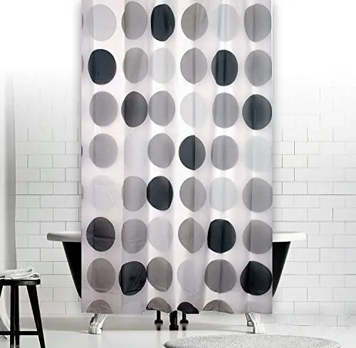 probath PEVA Duschvorhang Retro Grau 120x220 cm inkl. Duschvorhangringe - Überlänge!