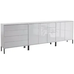 BMG Möbel Kommode Sideboard Mailand Set 7 – Hochglanz & Push-to-open