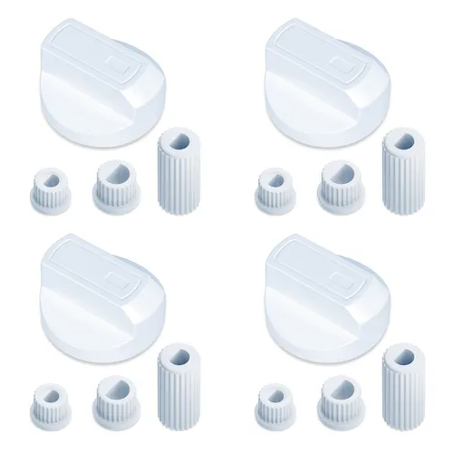 Knebelset Drehknopfset für Herd 4xDrehgriff 38mmØ mit Adaptern universal weiß