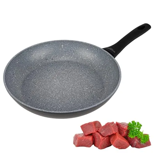 KARL HAUSMANN Pfanne Induktion - Ø 28 cm - Bratpfanne Antihaft mit Granit Beschichtung - Beschichtete Pfanne Für alle Herdarten auch Gasherd - Non Stick Frying Pan - Pfannen ohne Ptfe und Pfoa