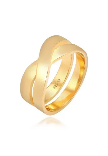 Kuzzoi Herrenring Bandring aus 925 Sterling Silber vergoldet - Eleganter breiter Silberring (9 mm) im geschwungenen Design, ideal als modisches Statement für Herren. Handgefertigt aus hochwertigem 925er Sterlingsilber, perfekt für besondere Anlässe.