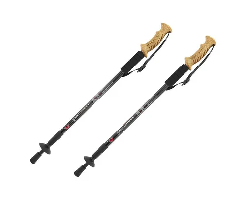 MidGard Nordic-Walking-Stöcke Wanderstöcke 65-135cm Teleskop Antischock Stöcke Korkgriff Dämpfung (2 St), Leicht, mit ergonomischen Korkgriffe