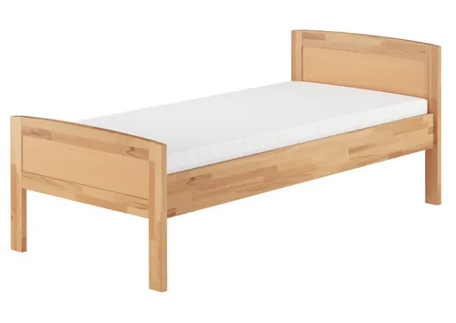 ERST-HOLZ Massivholzbett Attraktives Seniorenbett 100 x 200 Einzelbett Buche Hohe Sitzkante, Buche farblos lackiert