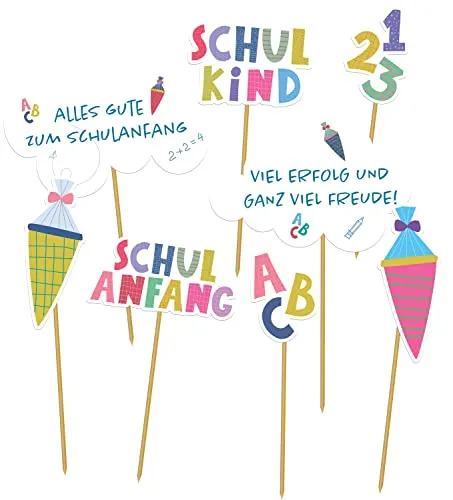 Folat 66083 Partypicker Schulanfang 11cm - 8 Stück