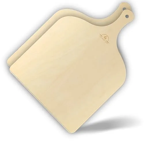 Leo and Gio Pizzaschieber für Pizzastein, Pizzaschaufel, Schneidebrett aus Holz, Pizza Schaufel für Backofen und Grill, Peel für Pizzawender, Zubehör für Küche, Schneidebrett (2, M 30 X 42)