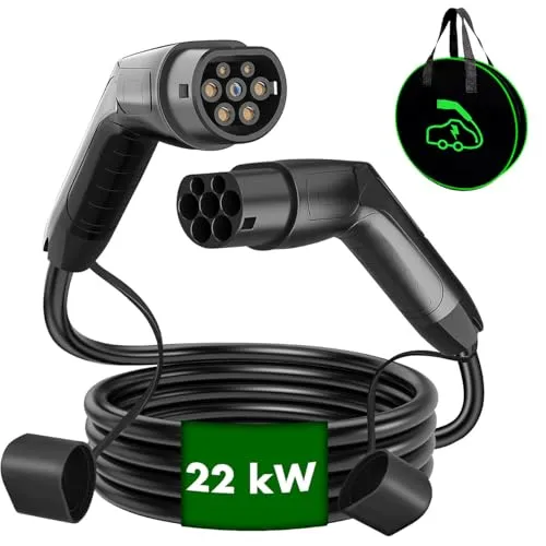 revolt E Auto Ladekabel: 3-phasiges Typ-2-Ladekabel, Modus 3, 32 A, 22 kW, 5 m Länge (Typ2, Dreiphasige, Kabel)