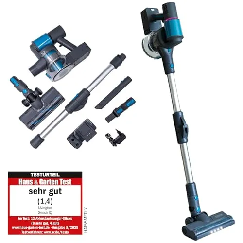 LIVINGTON Sense IQ – Smarter Akkusauger mit Schmutzerkennung - Stabstaubsauger & Elektrische Kehrbesen mit intelligenter Schmutzerkennung, die die Saugkraft automatisch anpasst – für effiziente Reinigung ohne Energieverschwendung.