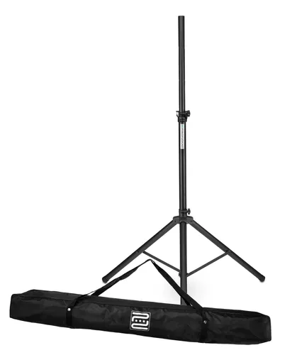 Pronomic SPS-1S BK Boxenstativ Set - Robustes Stahl-Boxenstativ mit stabiler Dreibein-Konstruktion, ausziehbar von 120-193 cm, max. Belastbarkeit 50 kg, inklusive praktischer Tragetasche für einfachen Transport.