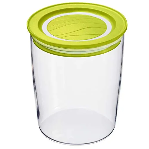 Rotho Cristallo runde Vorratsdose 0,7l mit Deckel und Dichtung, Kunststoff (SAN) BPA-frei, transparent/grün, 0,7l (11,0 x 11,0 x 11,8 cm)