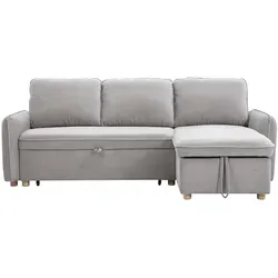 Ecksofa ORSO mit Schlaffunktion und Stauraum in grauem Samt-Effekt