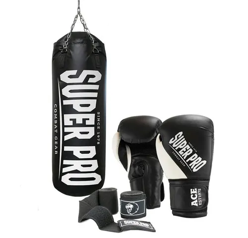 Super Pro Boxsack SET Water Air Bag - Komplettset mit Bandagen und Boxhandschuhen - Boxen Set mit 100 cm Boxsack aus Kunstleder, ideal für Schlag- und Tritttechniken, perfekt für effektives Training im Kampfsport.