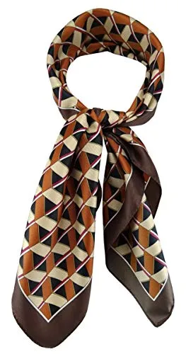 TigerTie Damen Nickituch Halstuch in braun gold braunorange silber rot gemustert - Größe 60 x 60 cm