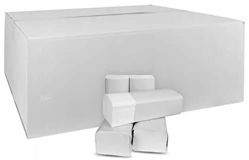 Premium Falthandtücher - 2lagig, 25 x 21 cm, ZZ-Falz - Gewerbliche Papierhandtücher aus 100% Zellulose, weich und langlebig, mit hoher Aufnahmekapazität für Flüssigkeiten - perfekt für Büros, Hotels und Gastronomie.