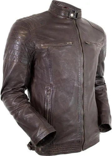 Herren Freizeit Biker Lederjacke aus echtem Leder in Braun Leichte Bikerjacke(48 / M)