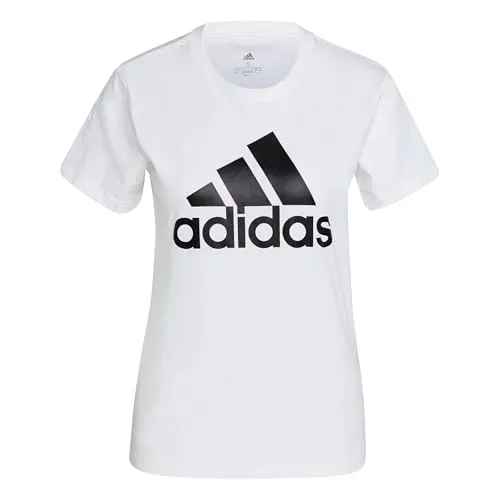 ADIDAS Damen Shirt Loungewear Essentials Logo - T-Shirt für Damen, vielseitig kombinierbar und mit großem adidas Logo, aus nachhaltiger Baumwolle für umweltbewusste Sportliebhaber.