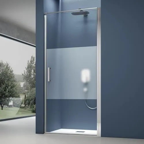 doporro Dusch-Drehtür Teramo36, 80x195 cm - Elegante Nischentür aus 8mm ESG-Sicherheitsglas mit NANO-Beschichtung. Ideal für Badezimmer, bietet eine einfache Montage und einen Verstellbereich von 15mm für perfekte Anpassung.