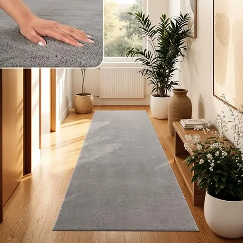 Paco Home Moderner Kuscheliger Wohnzimmer Teppich Kurzflor waschbar flauschig Weich Einfarbig Felloptik zeitlos stilvoll rutschfest pflegeleicht, Grösse:100x200 cm, Farbe:Grau