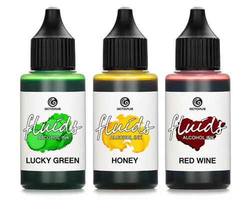 3x 30ml Alcohol Ink Set LUCKY GREEN HONEY RED WINE Alkoholtinte für Fluid Art