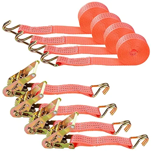 GOYADA 4 STK. Spanngurte mit Ratsche, Zurrgurt Spanngurt Befestigungsgurt, Spanngurte mit Spannhaken Für Motorrad, Auto, Anhänger, 3000 kg Tragfähigkeit, 6M x 38MM - Orange