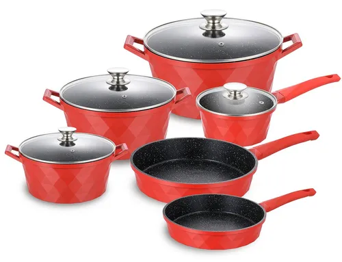 Cheffinger 12-teiliges Pfannen-Set mit Glasdeckel