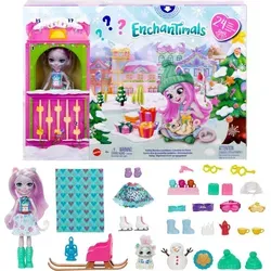 Enchantimals Adventskalender mit Sybill Schneeleopard Puppe - Puppen & Zubehör, 24 Überraschungen inklusive Puppe und Tierfigur, ideal für kreative Spielstunden und festliche Weihnachtsdekoration.