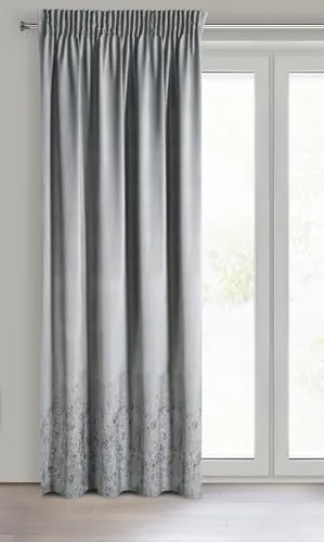 Eurofirany MIRELA Samtvorhang, Velvet Vorhang, mit Kräuselband -1 STK. Goldenes Muster, Verdunkelung, Glamour, eleganter Vorhang für Wohnzimmer, Schlafzimmer, 140x270 cm, Hellgrau