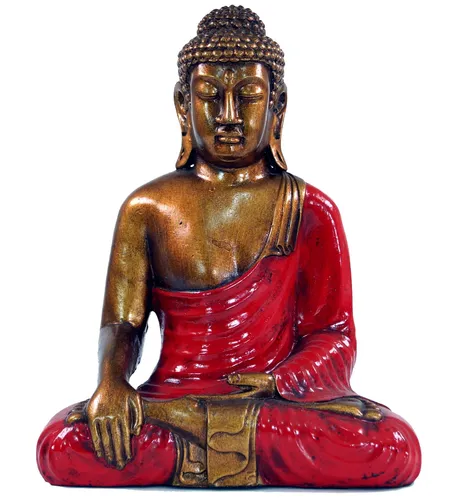 Sitzender Buddha im Bhuimsparsha Mudra - Rot, 30x24x12 cm - Figuren, Skulpturen & Statuen - Fair gehandelt aus Indonesien, dieser Buddha bringt Ruhe und Harmonie in Ihr Zuhause.