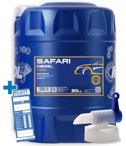 MANNOL 20L Safari 20W-50 Motorenöl API SN CH-4 Universal ÖL + Auslaufhahn für Oldtimer