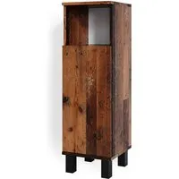 Vicco Midischrank Fynn, Eiche rustikal, 30 x 95 cm - Midischrank im minimalistischen Design mit reichlich Stauraum, eleganten Metallfüßen und umkehrbarer Türöffnung – ideal für ein stilvolles Badezimmer.