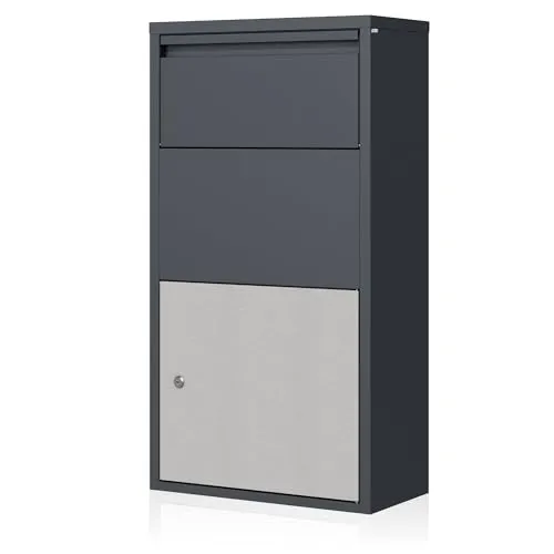 Zelsius Briefkasten mit Paketfach | Edelstahl in Anthrazit RAL 7016 - SICHERER PAKETBRIEFKASTEN | Der Zelsius Briefkasten mit Paketfach ermöglicht eine zuverlässige Zustellung von Briefen und Paketen, auch wenn niemand zu Hause ist. Robuste, pulverbeschichtete Stahlkonstruktion sorgt für Langlebigkeit und modernes Design.