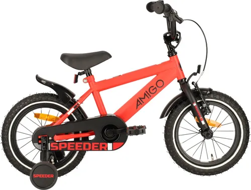 AMIGO Kinderfahrräder Jungen Speeder 14 Zoll Jungen Rücktrittbremse Rot/Schwarz