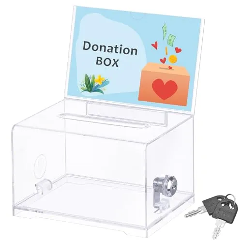 Bczhieulw Transparente Spendenbox, Aktionsbox, Sparschwein, spendendose,Box zur Sammlung von Meinungen, Klassenabstimmungen, Spenden und Visitenkarten, mit Schloss und Schlüssel