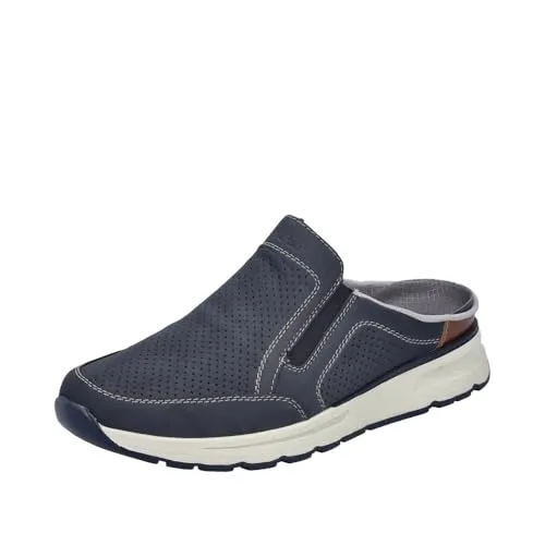 Rieker Herren B0760 Clogs, Blau, 44 EU - Clogs & Pantoletten für Herren mit komfortabler Weite und auswechselbarer Einlegesohle für optimalen Tragekomfort den ganzen Tag.