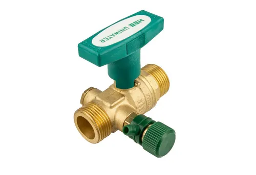 Hermann Schmidt Kugelhahn UNIWATER Trinkwasser Typ 1438 - Sanitärinstallation, beidseitig AG mit Entleerungsventil für einfache Wartung und optimale Nutzung in Trinkwasserinstallationen.