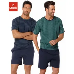 Le Jogger Herren Pyjama Größe - Schlafanzüge für Herren, 2er Pack mit Rundhalsausschnitt und modischem Streifendesign, aus reiner Baumwolle für höchsten Komfort.
