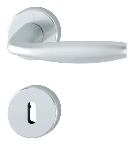 Hoppe New York Aluminium-Rosetten-Türgriff-Garnitur 1810/42KV/42KVS, Ovalbart, mit Schlüsselrosetten für Innentüren - silberfarben - 3273207