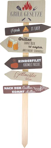 Produktbild Riffelmacher Holz-Dekostecker Grillgesetze | 25x80 cm | natur-braun | 01672