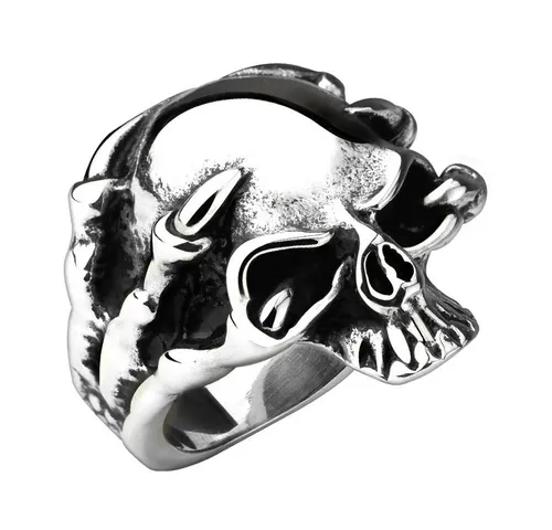 Taffstyle Fingerring Herren Ring Edelstahl Drachen Klaue Totenkopf, Herren Edelstahl Massiv Breit Herrenring Männer Biker Rocker Schmuck