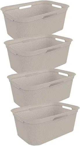 Rotho Brisen 4er-Set Wäschekorb 40l, BPA-frei, blau in beige von Rotho