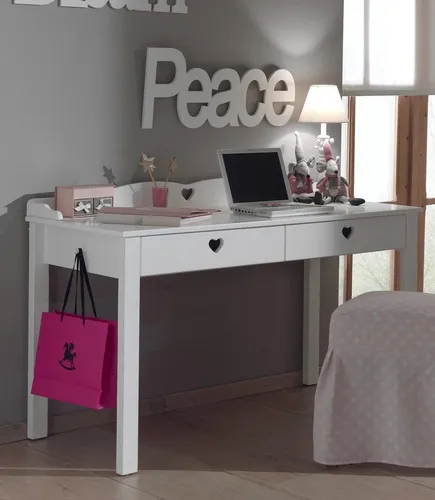 Vipack Schreibtisch Amori - Hochwertiger Schreibtisch für Kinderzimmer, mit großer Arbeitsfläche und eleganter, geschwungener Rückwand für kreatives Arbeiten und Spielen.