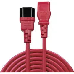 Strom Verlängerungskabel [1x Kaltgeräte-stecker C14 - 1x Kaltgeräte-buchse C13] 1.00 M Rot - Lindy