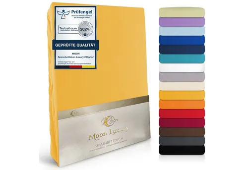 MOON Heimtextilien Spannbettlaken MOON-Luxury Spannbettlaken Jersey Stretch 230g/m², 97% Mako-Baumwolle 3% Elastan