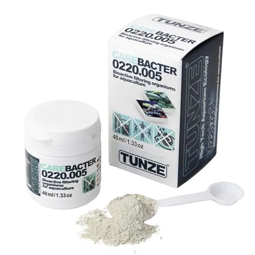 TUNZE Care Bacter 40 ml I Bioaktives Filtersubstrat mit Bakterien auf Maerl-Steinmehlsubstrat I Reinigungsprodukt zur Algenverhütung I Hochkonzentriert I Aquarienpflege für Süß- & Meerwasseraquarien