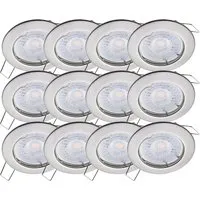 Oktaplex 12er Set Einbaustrahler Sedan 3-Stufen Dimmbar Warmweiß 2700K 380lm Gebürstete Edelstahloptik Deckenspot