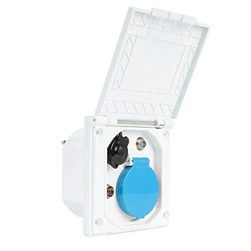 CEE Multi Aussensteckdose 240V | 12V | Antenne | Satellit | IP44 - Elektrische Kabel & Leitungen - Spritzwasserfeste CEE Aussensteckdose (IP44) für sicheren Einsatz im Wohnwagen oder Campingbus, ideal für vielseitige Stromversorgung.